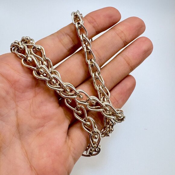 Rare Jim Miller Solid Sterling Silver Chain Fancy Link Boxy Design .25" W 22" L - Picture 8 of 11